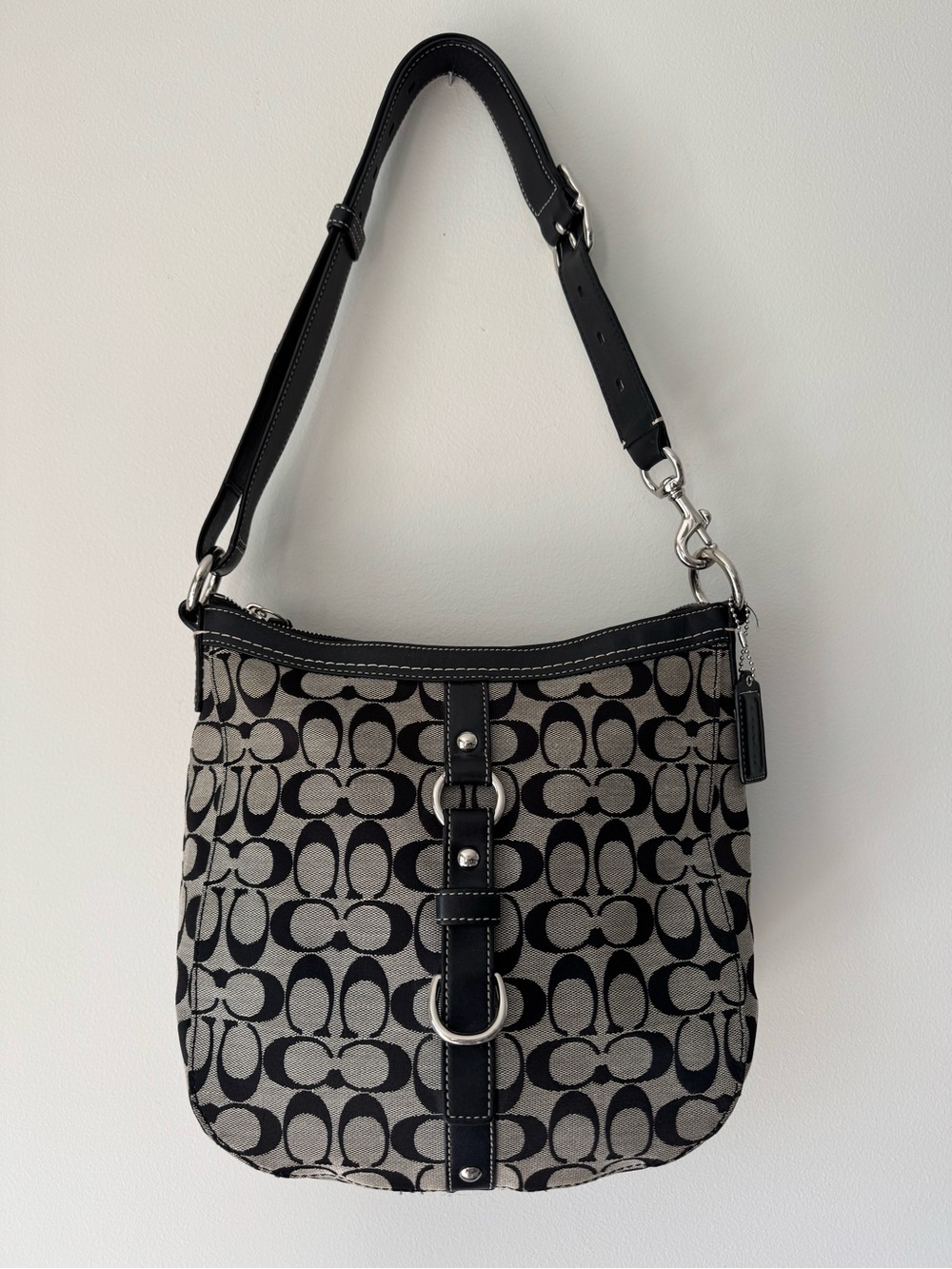 Coach Chelsea Signature Black Canvas Shoulder Tote Bag Purse